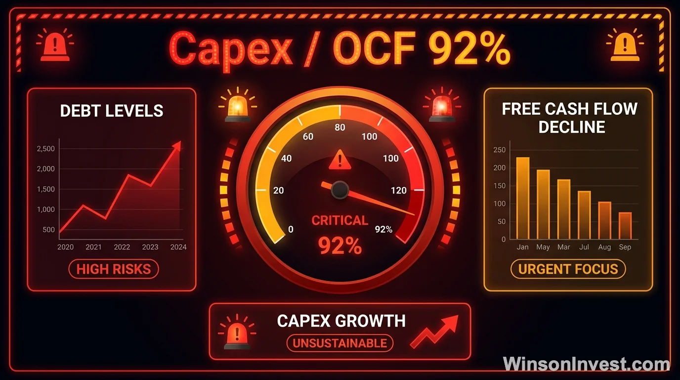 capex/OCF 92% 自由現金流警訊圖